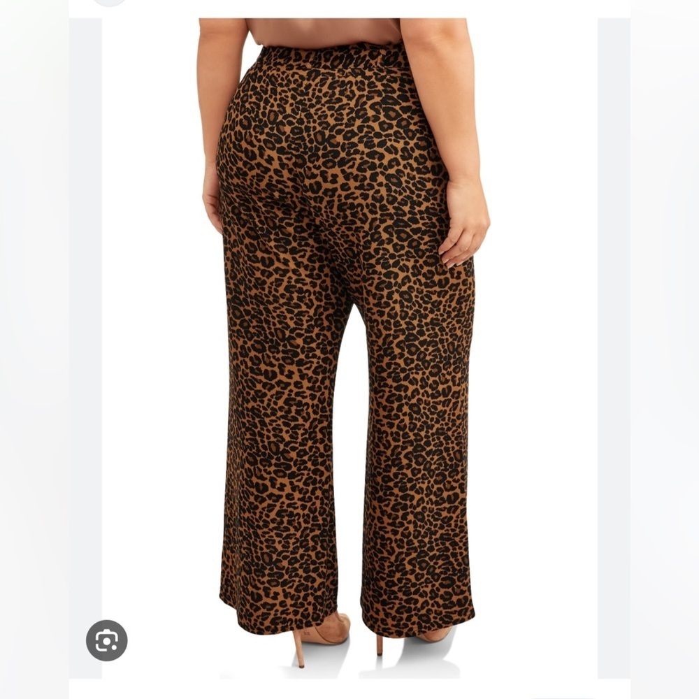 Plus petite women’s leopard print WIDE leg full line stretchy knit pants  2XP - Picture 13 of 14